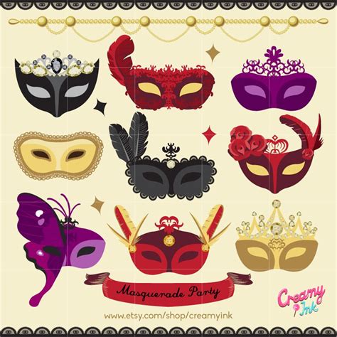 The Masquerade Mask Digital Clip Art Are Perfect For Masquerade Party