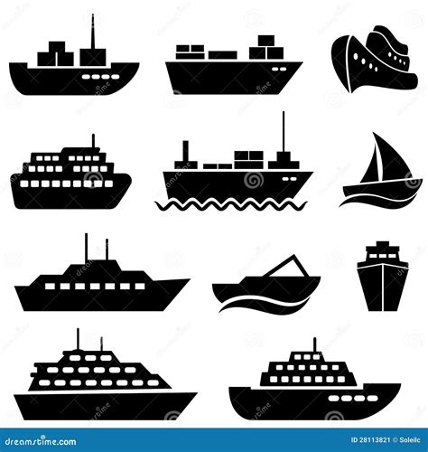 Ícones Do Navio E Do Barco Ilustração Do Vetor Ilustração De Barco