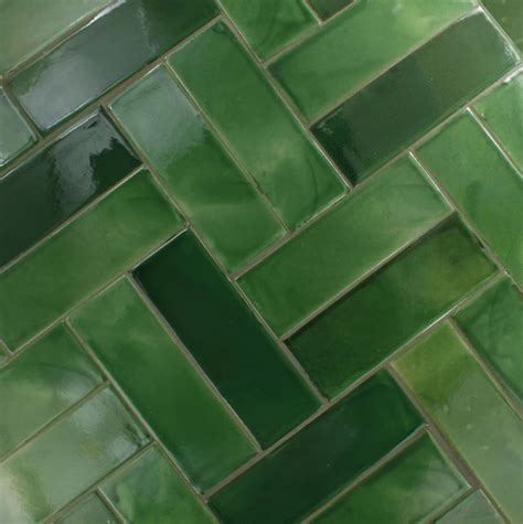 Verde Hoja Talavera Mexican Subway Tile Green Tile Bathroom