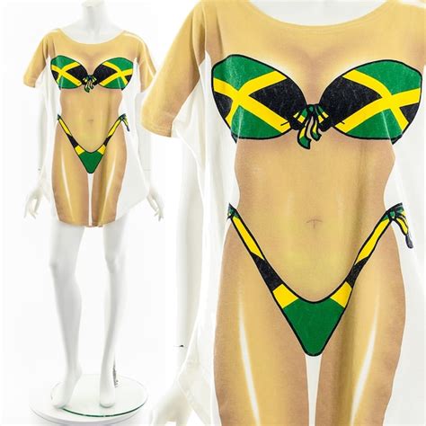 Jamaican Flag Airbrush Bikini Bod Swimsuit Coverup Mi Gem