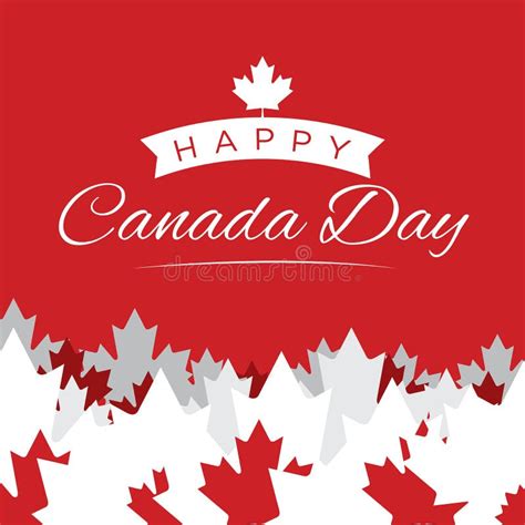Happy Canada Day 1st July With Hanging Maple Leaf Stock Illustration
