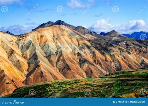 Landmannalaugar Colorful Rainbow Mountains Royalty Free Stock Photo