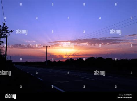 Road Trip Sunset Stock Photo Alamy