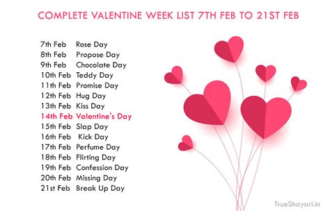 Valentine Week 2023 With Dates Full List February Days 7th To 14th Feb