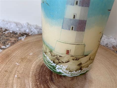 Led Candle Lighthouse Sea Themed Pillar Candle Etsy