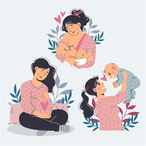 Escenas De Embarazo Y Maternidad Vector Gratis