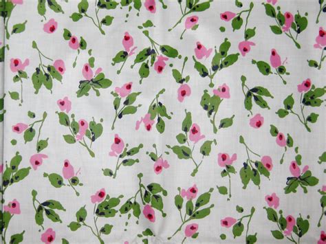 6 Yds Vintage 50s Pink Green Floral Polished Cotton Fabric Etsy