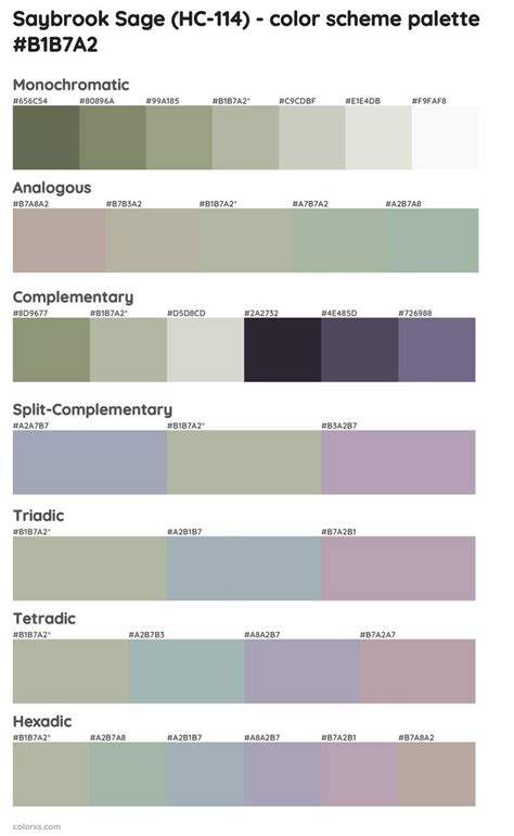 Benjamin Moore Saybrook Sage HC 114 Paint Color Palettes And Color