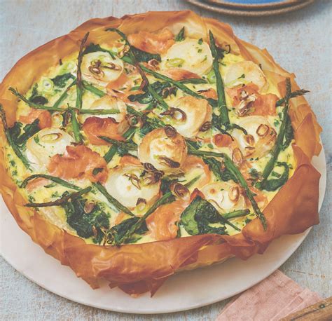 Recipe Goats Cheese Smoked Salmon And Asparagus Filo Tart Sussex