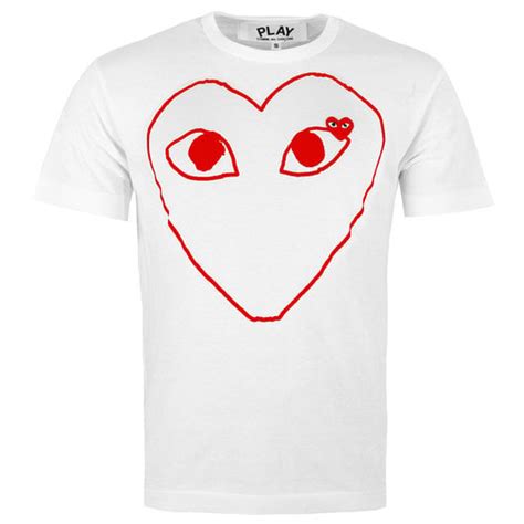 Comme Des Gar Ons Play T Red Heart Outline T Shirt Hervia