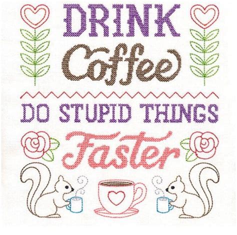 Drink Coffee Do Stupid Things Faster Embroidered Kitchen Etsy