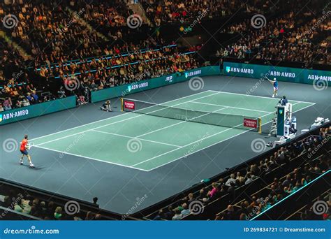 Court View of the ABN AMRO Open 2023 Tennis Final Game at Rotterdam