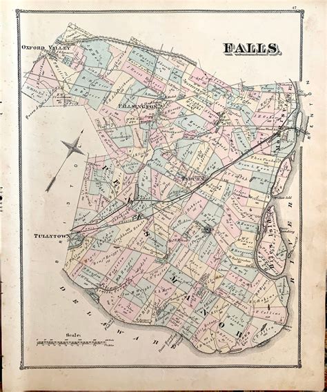 Falls Township Map Original Bucks County Atlas Map Etsy