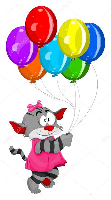 Cartoon Kitten With Balloons — Stock Vector © Bastetamon 3146982