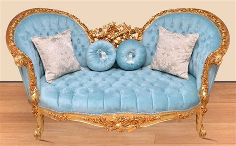 Casa Padrino Baroque Sofa Light Blue Gold Handmade Living Room Sofa