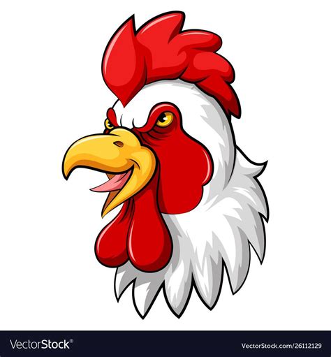Rooster Head Mascot On A White Background Vector Image On Vectorstock