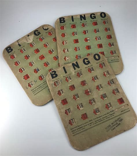 Set Of 3 Vintage Cardboard Bingo Cards With Built In Covers Etsy