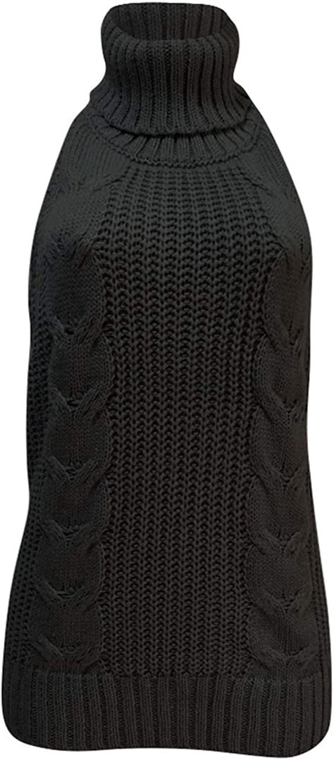 olens japan style turtleneck sleeveless open back sweater anime cosplay sweater black one size