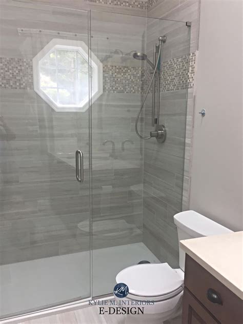 Agreeable Gray In Bathroom With Greige Tile Kylie M Interiors Edesign