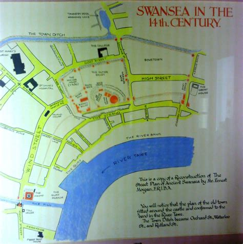 Map Of Medieval Swansea From Swansea Museum Medieval History Map
