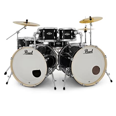 Pearl Exx Export 7pc Double Bass Drum Kit Jet Black Gear4music
