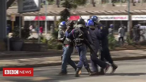 Zimbabwe Protests Police Disperse Opposition Rally Bbc News