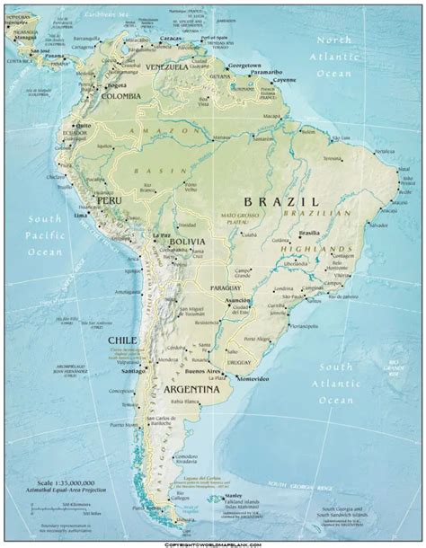 Printable Map Of South America