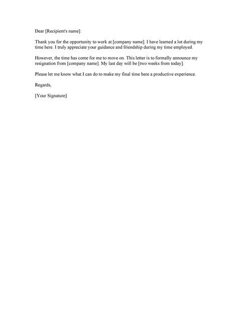 Two Week Resignation Letter Examples Collection Letter Template Collection