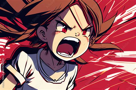 Angry Shouting Anime Girl Ai Generated Image Stock Illustration