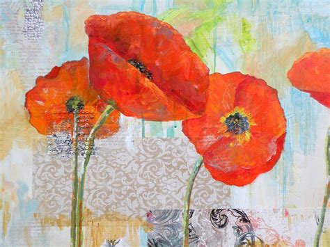 Art For Life Poppy Conversations Original Mixed Media Poppy Painting