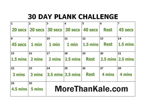Day Plank Challenge Printable Day Plank Challenge Day Plank Plank Challenge Printable