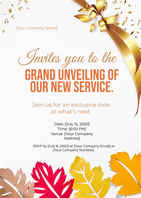 New Service Unveiling Invitation Card Template Edit Online And Download