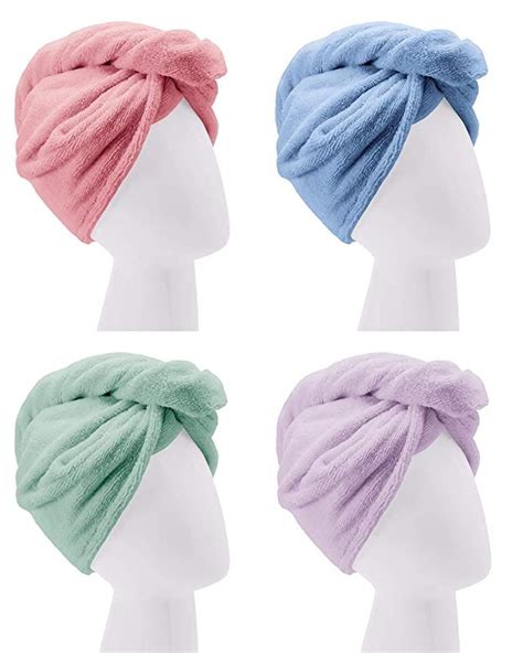 Turbie Twist Microfiber Hair Towel Wrap For Women And Men 4 Pack