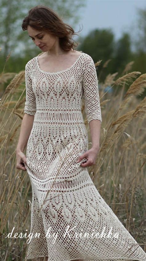 Crochet Dress Pattern Only In Russian Boho Crochet Lace Etsy Crochet Wedding Dress Pattern