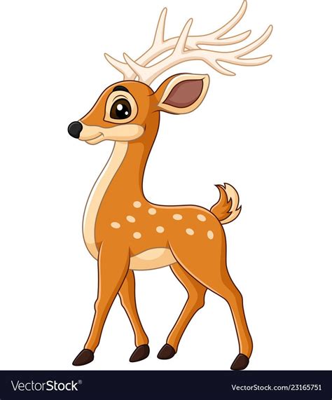 Cute Deer Cartoon Vector Image On Vectorstock Deer Cartoon Animal