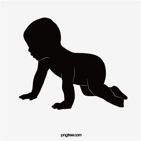 Baby Crawling Silhouette Transparent Background Black Crawling