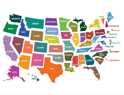 Bright Colors Usa Map Clipart United States Of America Etsy