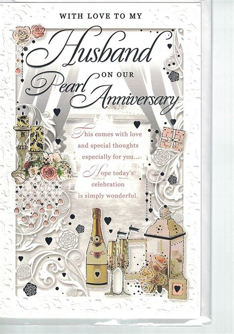 What to buy husband for pearl anniversary. Anniversary Husband 30th Card - Champagne and Glasses