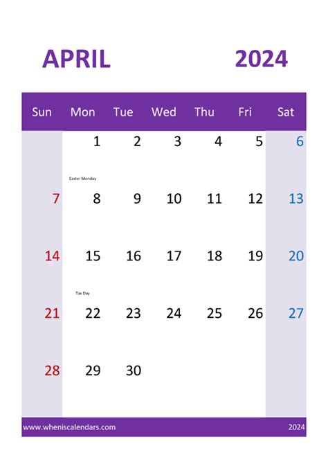 Free Printable April Calendar 2024 Monthly Calendar
