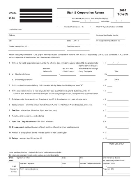 Utah Tc 20s 2020 2023 Form Fill Out And Sign Printable Pdf Template
