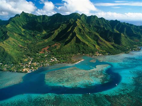 Aerial View Of Moorea Island French Polynesia Picture Aerial View Of