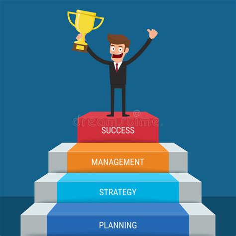 Businessman Going Up To Success. Stair Step To Trophy And Success. Staircase To Success. Stock ...