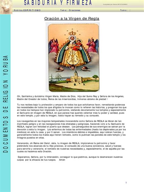 Pdf Oracion A La Virgen De Regla Oracion A La Virgen De Regla Oracion