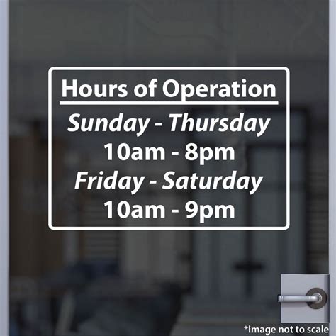 Hours Of Operation Custom Business Office