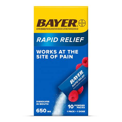 Bayer Rapid Relief Powder Packs, Raspberry
