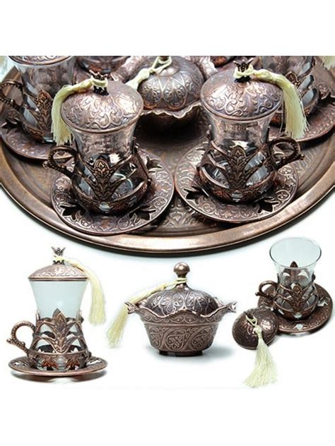 Buy Ottoman Tea Set For Six Copper Grand Bazaar Istanbul Online Shopping