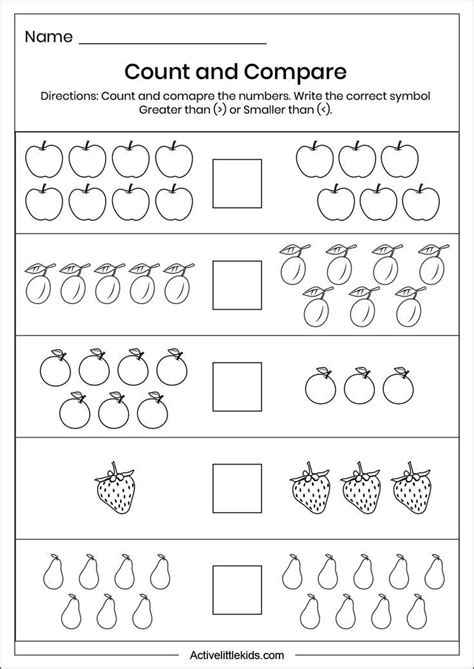 Free Comparing Numbers Worksheets For Kindergarten Worksheet For