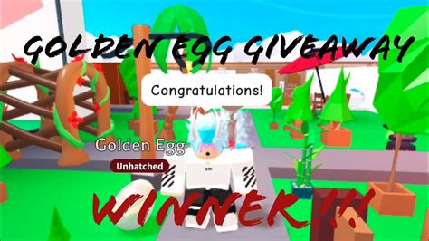 Roblox Adopt Me Golden Egg Giveaway Winner Switchboy723 Youtube