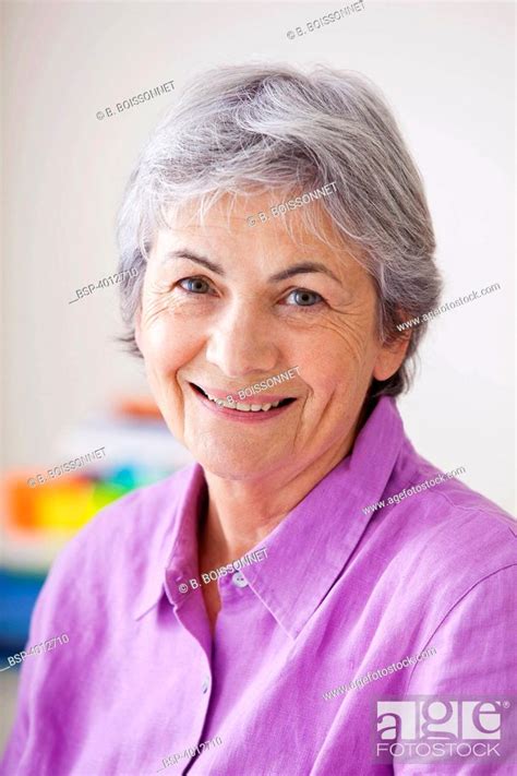 Portrait Of 65 Yr Old Woman Model Stock Photo Picture And Royalty