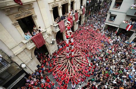 Symbolic Human Tower Formed At Spains Festival
